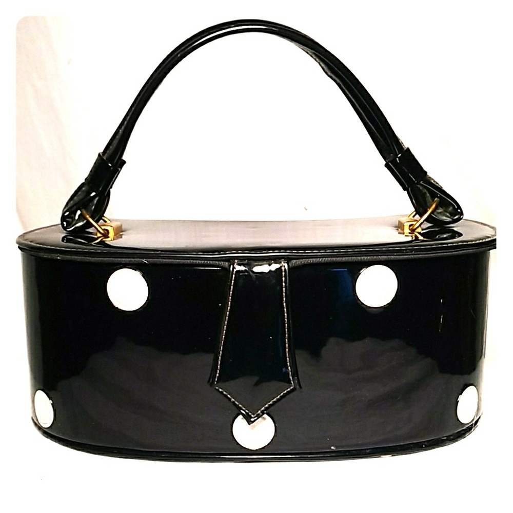 Vintage 🖤black patent polka dot purse